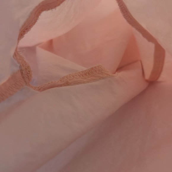 Baby Pink Button-Up Cropped Blouse top puffy long sleeve relaxed fit SZ SM chic - Picture 11 of 16